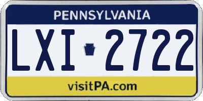 PA license plate LXI2722
