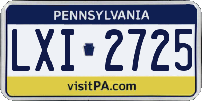 PA license plate LXI2725