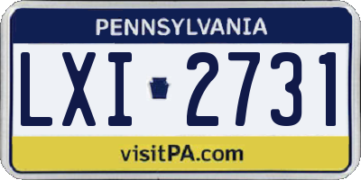 PA license plate LXI2731