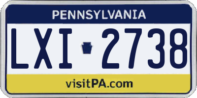 PA license plate LXI2738