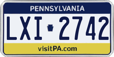 PA license plate LXI2742