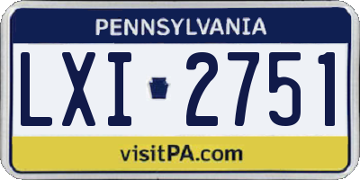 PA license plate LXI2751