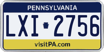 PA license plate LXI2756