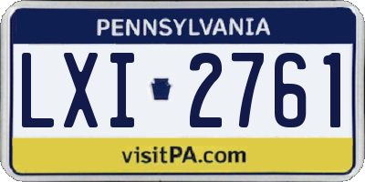 PA license plate LXI2761