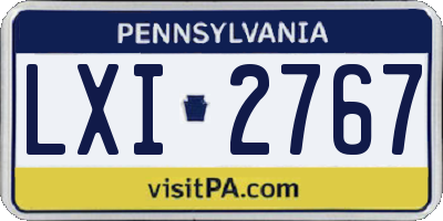 PA license plate LXI2767