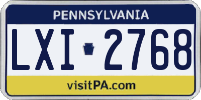 PA license plate LXI2768