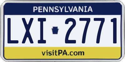 PA license plate LXI2771