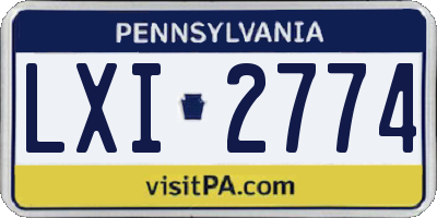 PA license plate LXI2774