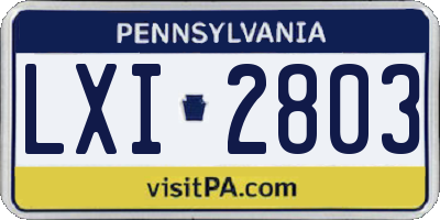 PA license plate LXI2803
