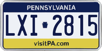 PA license plate LXI2815