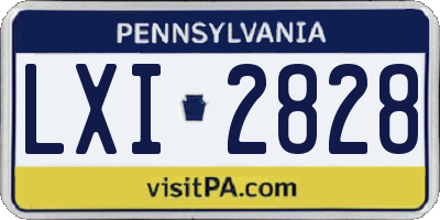 PA license plate LXI2828