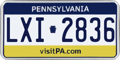 PA license plate LXI2836