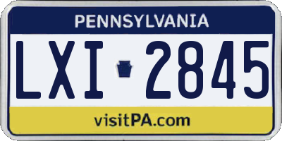 PA license plate LXI2845