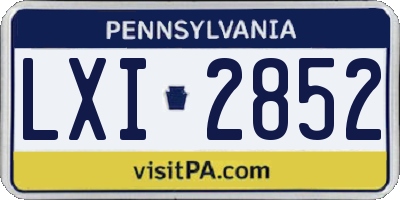 PA license plate LXI2852