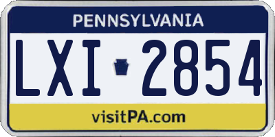 PA license plate LXI2854