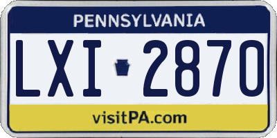 PA license plate LXI2870