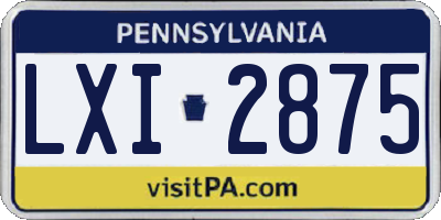 PA license plate LXI2875