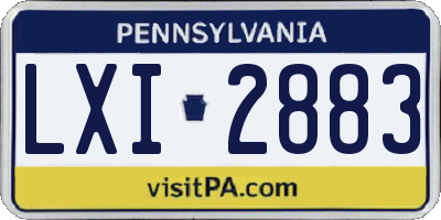 PA license plate LXI2883