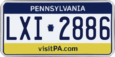 PA license plate LXI2886