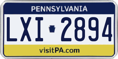 PA license plate LXI2894