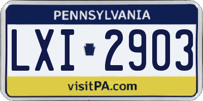 PA license plate LXI2903