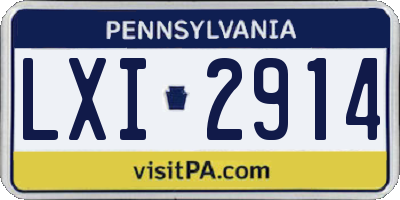 PA license plate LXI2914