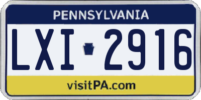 PA license plate LXI2916