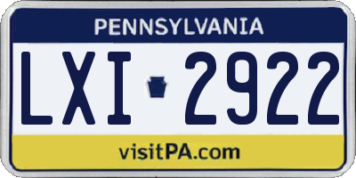 PA license plate LXI2922