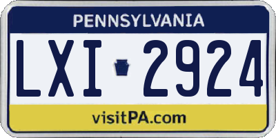 PA license plate LXI2924