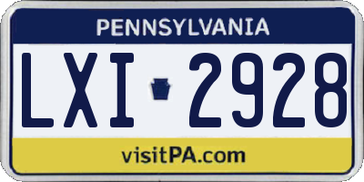 PA license plate LXI2928