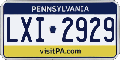 PA license plate LXI2929