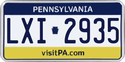 PA license plate LXI2935