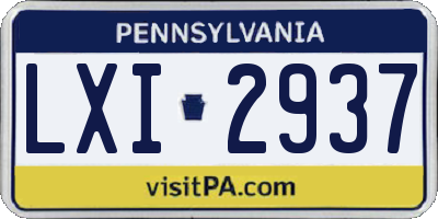 PA license plate LXI2937
