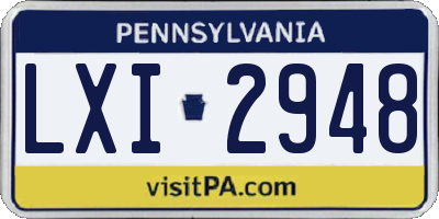 PA license plate LXI2948