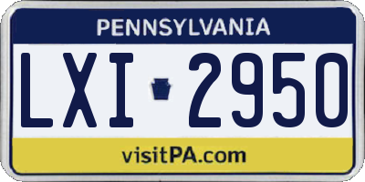 PA license plate LXI2950