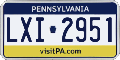 PA license plate LXI2951