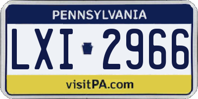 PA license plate LXI2966