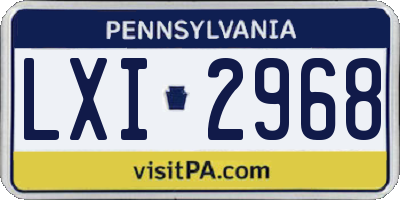 PA license plate LXI2968