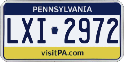 PA license plate LXI2972