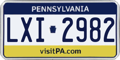 PA license plate LXI2982