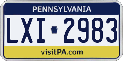 PA license plate LXI2983