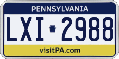 PA license plate LXI2988