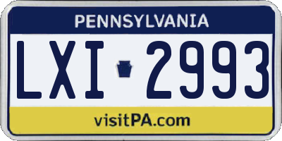 PA license plate LXI2993