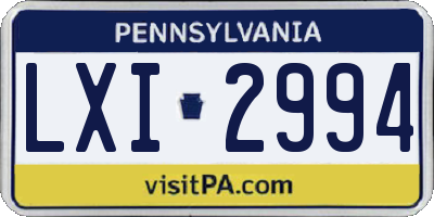 PA license plate LXI2994