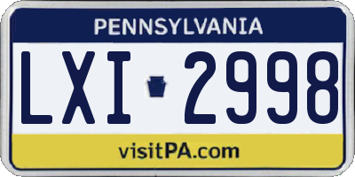 PA license plate LXI2998