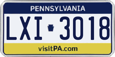 PA license plate LXI3018