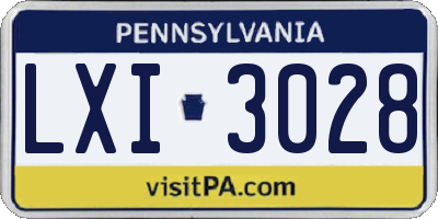 PA license plate LXI3028
