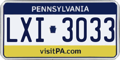 PA license plate LXI3033