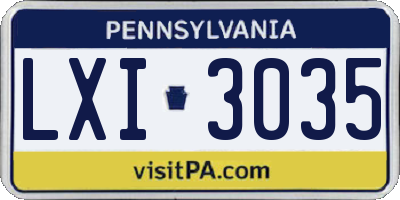 PA license plate LXI3035