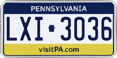 PA license plate LXI3036